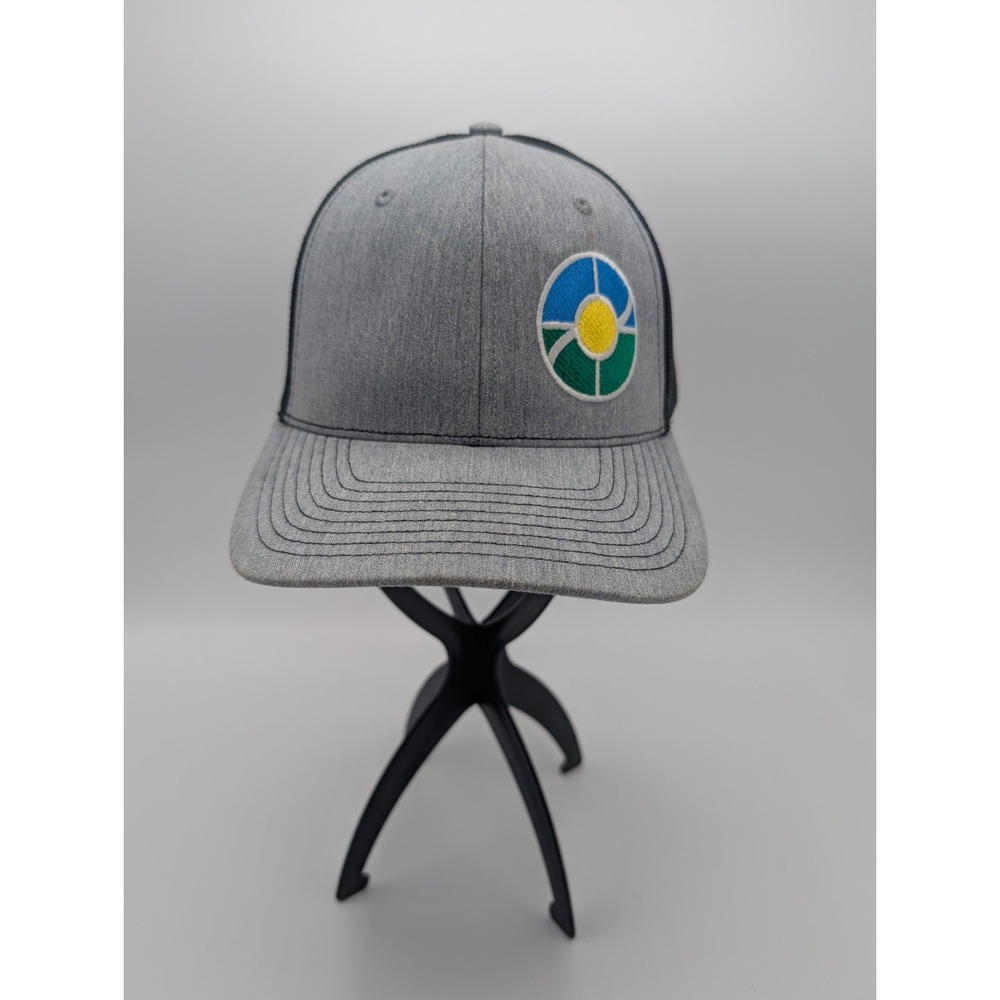 Richardson 112 XL Trucker Hat Gray Heather Black Mesh Snapback Circle Logo Patch